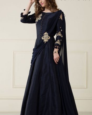 evening gown with dupatta attached