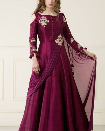evening gown with dupatta attached