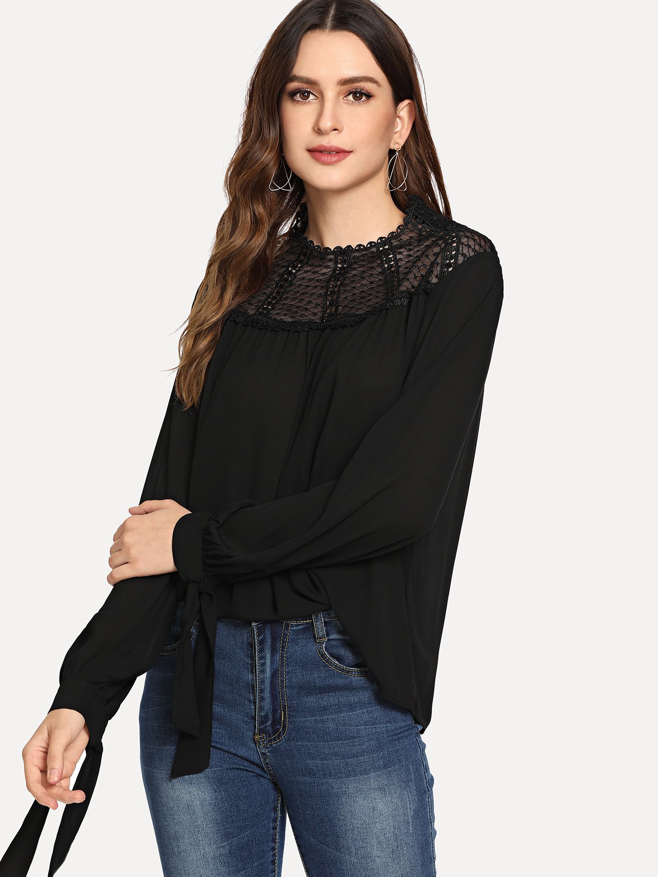 Black Casual Top With Netted Chest – Saad Ibrahim