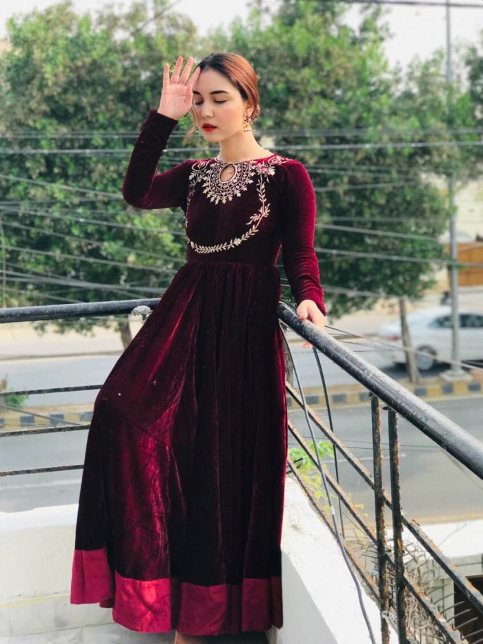 Velvet sale anarkali dress