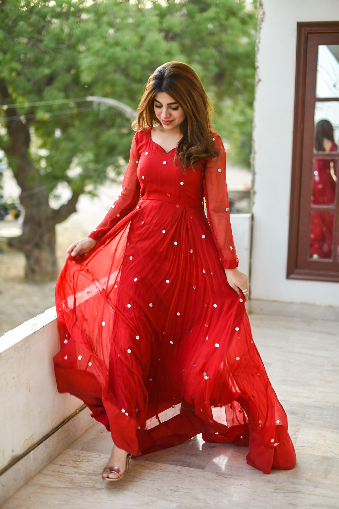 Buy Red Colour Semi-Stitched Anarkali Suit- Jointlook.com/shop