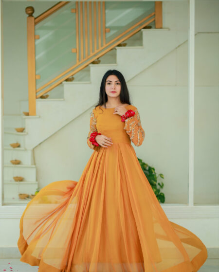 Anya - Light Purple Draped Anarkali with Ombre Dupatta