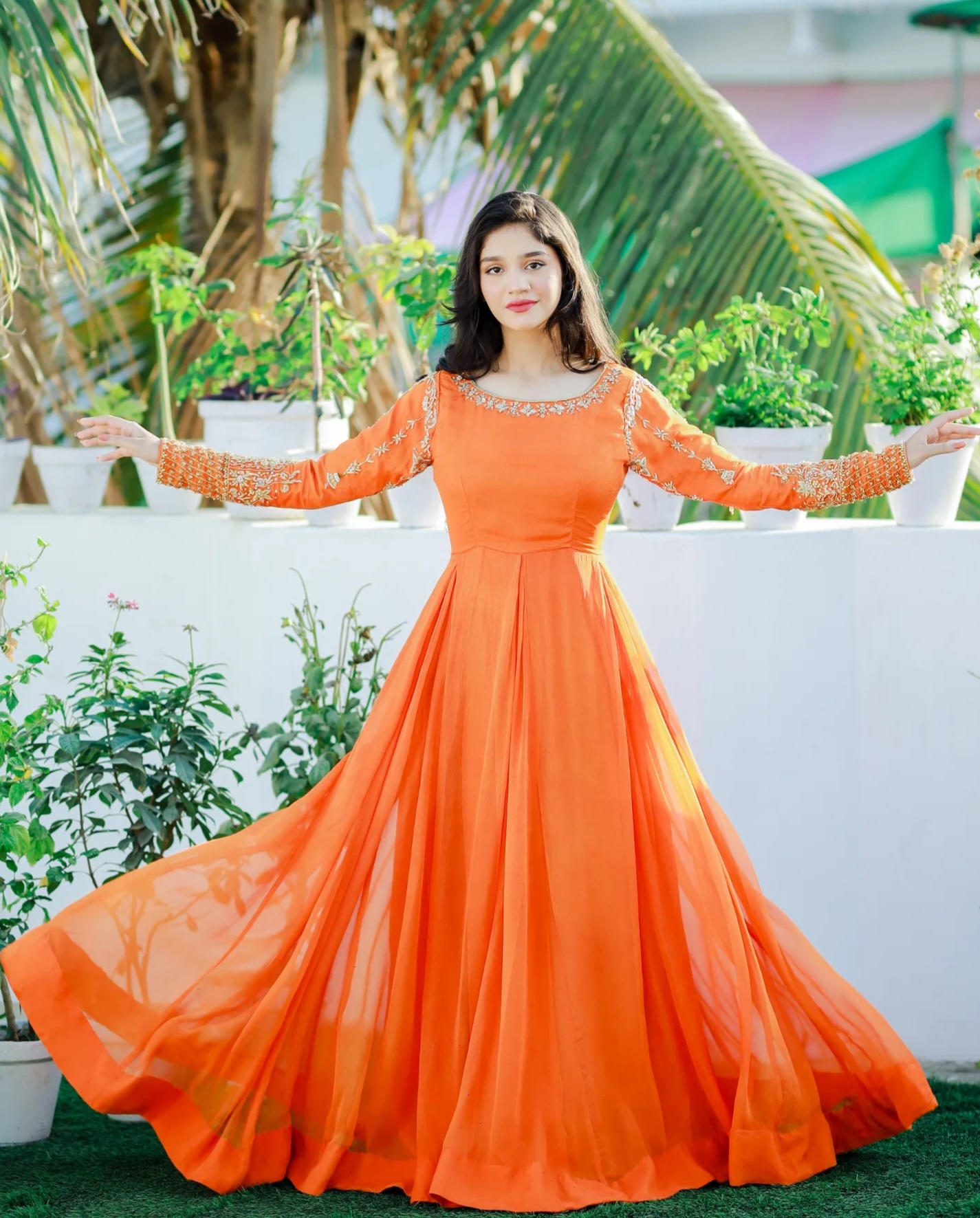 Orange Indian Gowns - Buy Indian Gown online at Clothsvilla.com