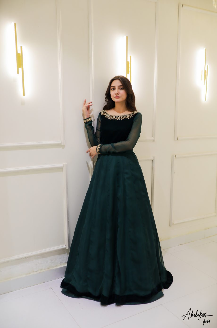 SOLID GREEN LONG FLAIR VELVET BODY ANARKALI SET WITH DUPATTA