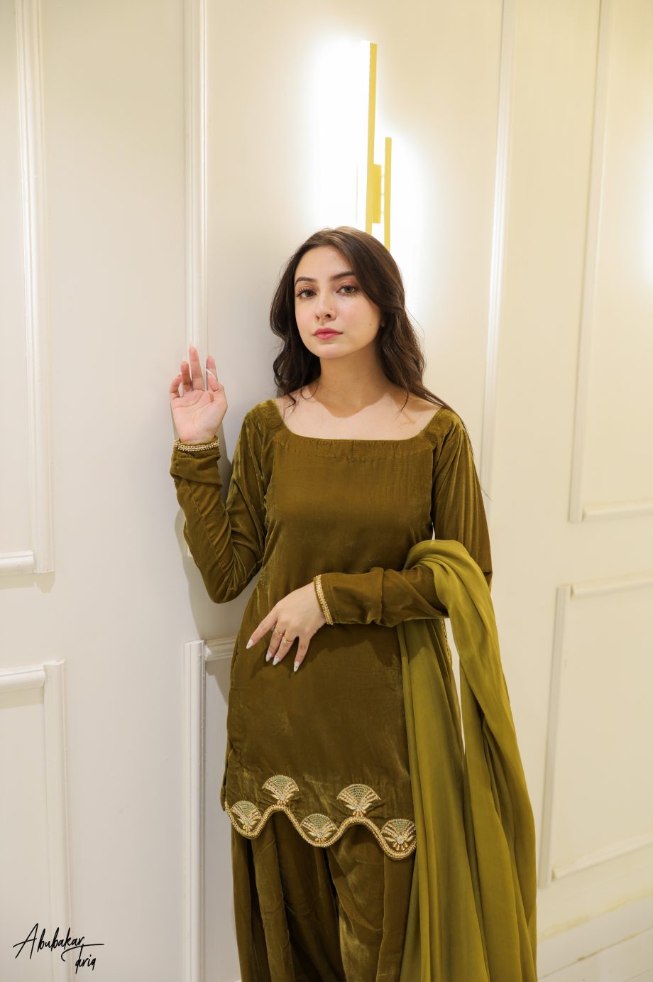 SOLID MEHENDI GREEN SHORT LENGTH KURTA WITH SHALWAR