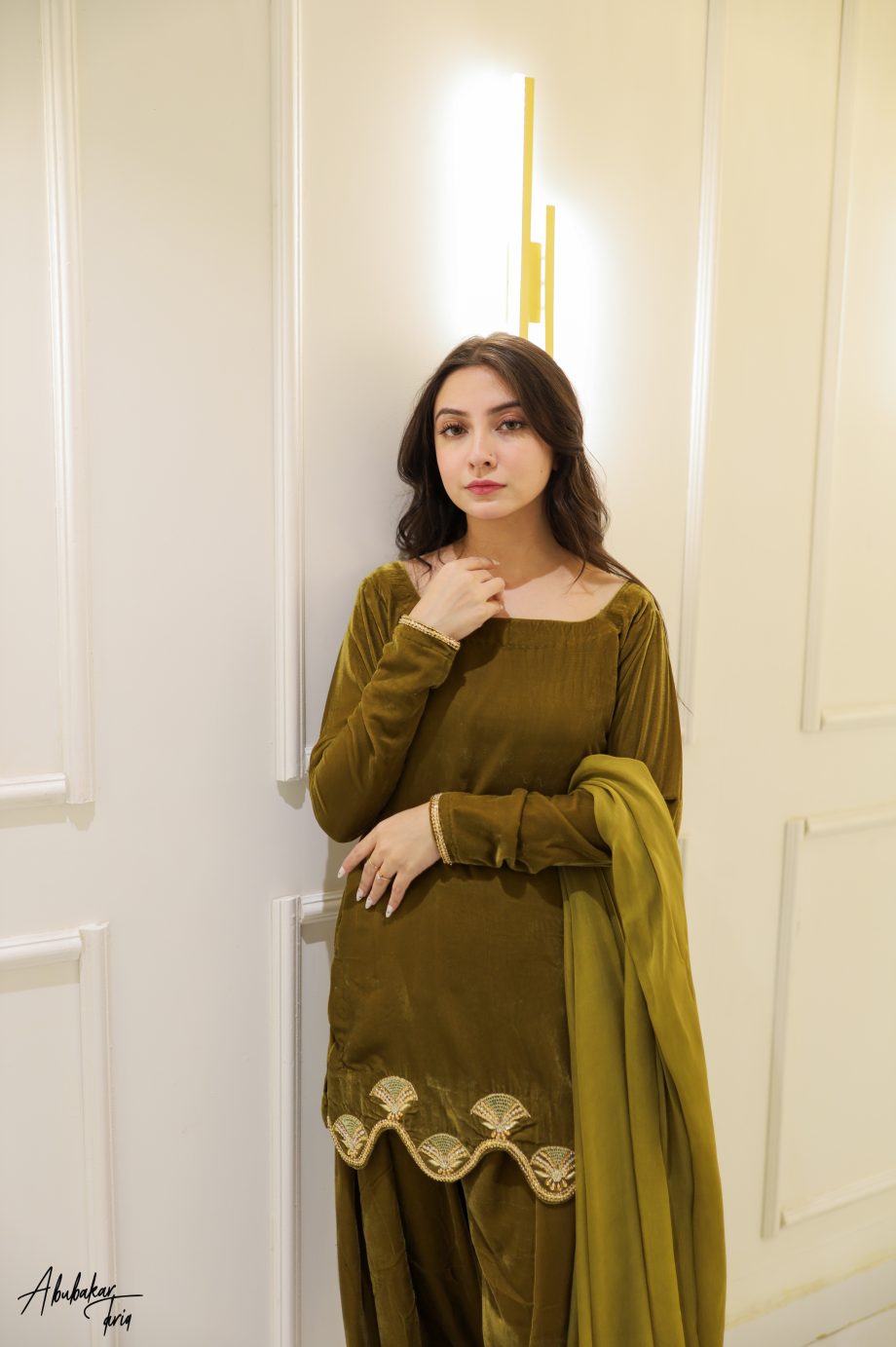 SOLID MEHENDI GREEN SHORT LENGTH KURTA WITH SHALWAR