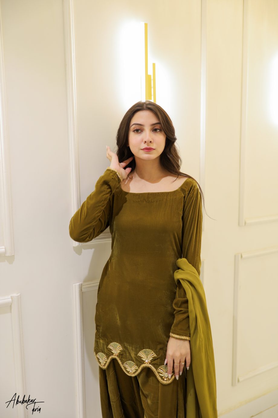 SOLID MEHENDI GREEN SHORT LENGTH KURTA WITH SHALWAR