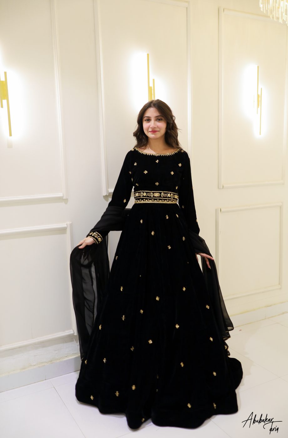 BLACK VELVET LEHENGA CHOLI SET WITH DUPATTA