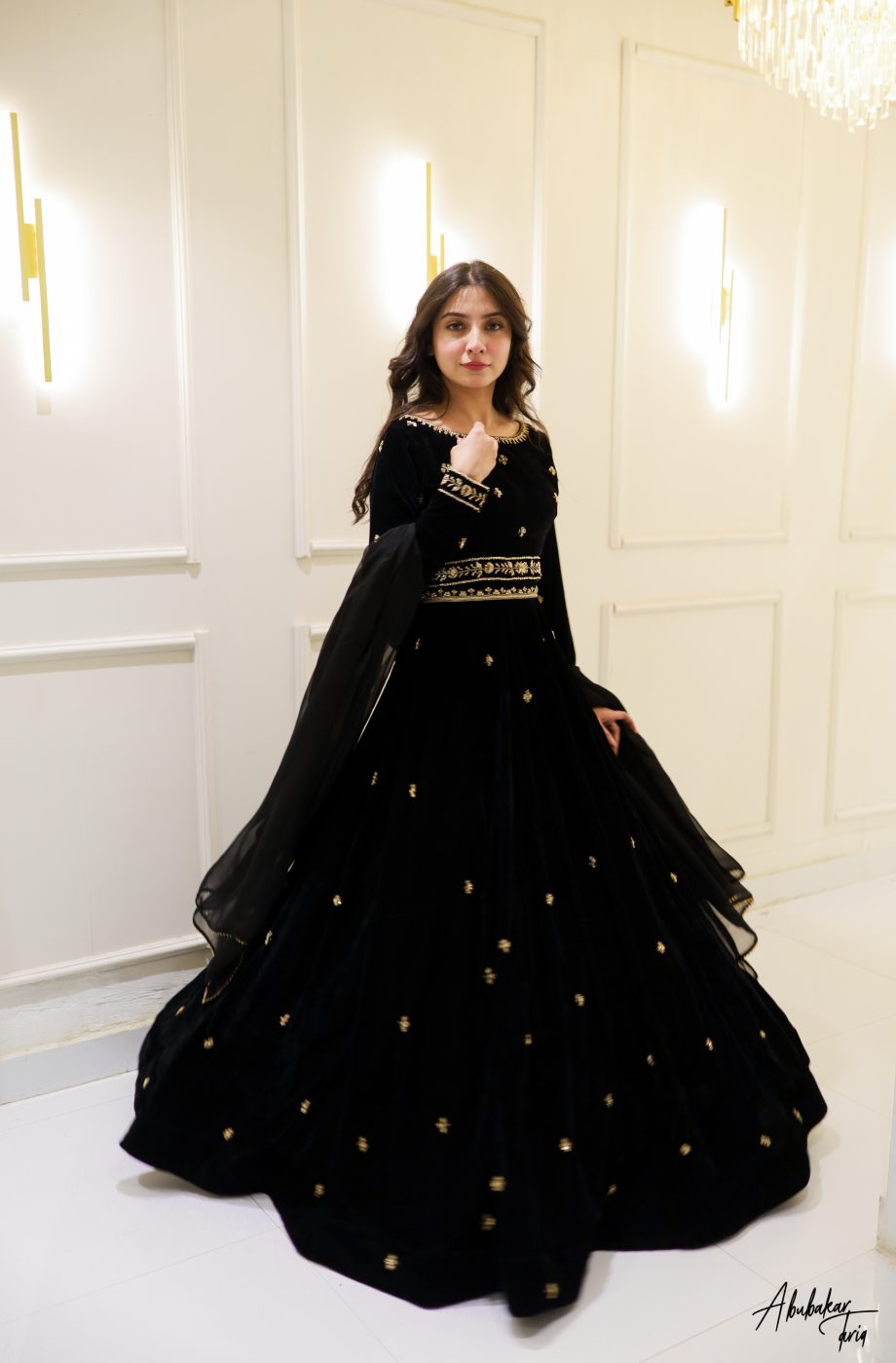 BLACK VELVET LEHENGA CHOLI SET WITH DUPATTA