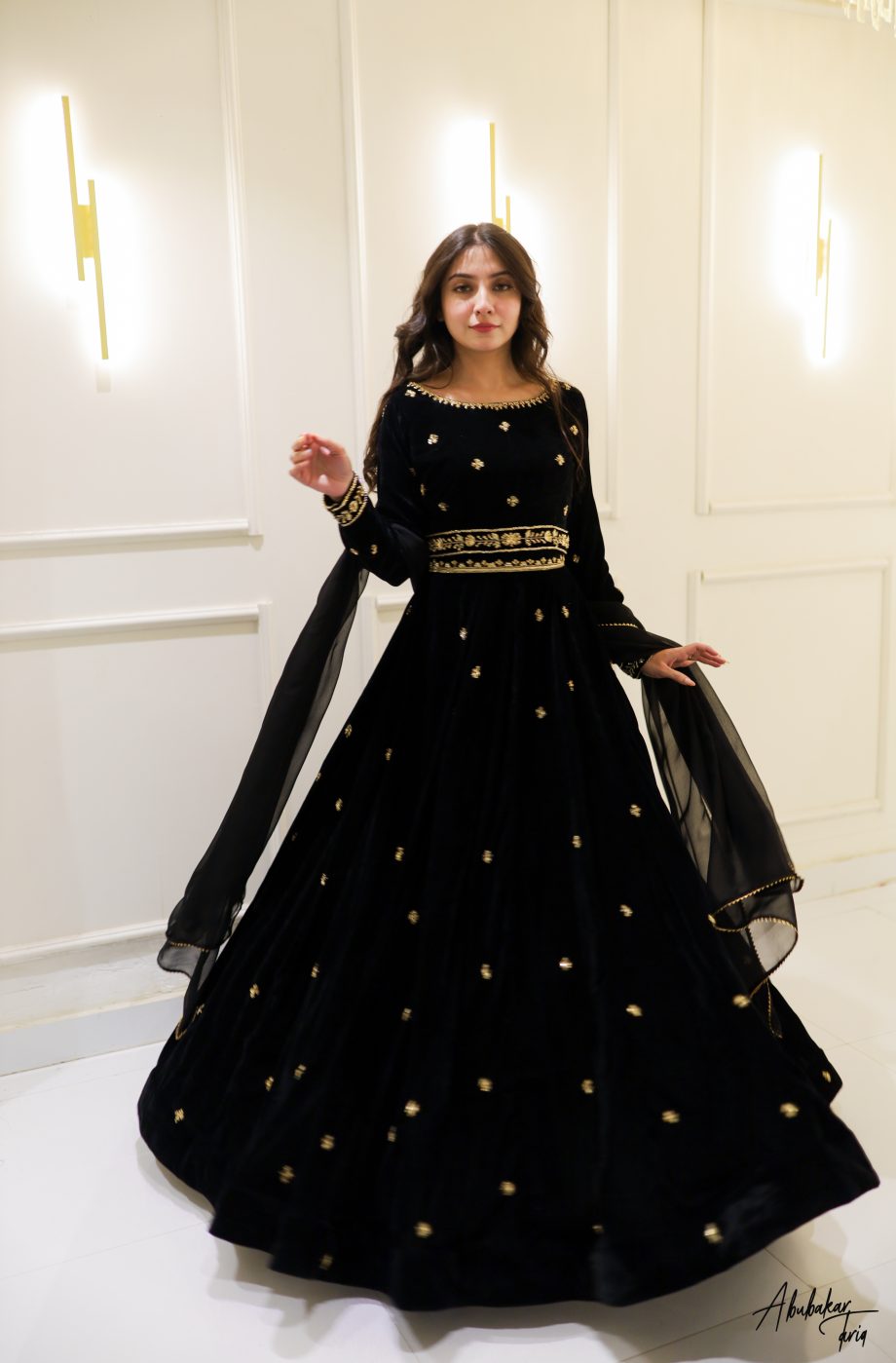 BLACK VELVET LEHENGA CHOLI SET WITH DUPATTA