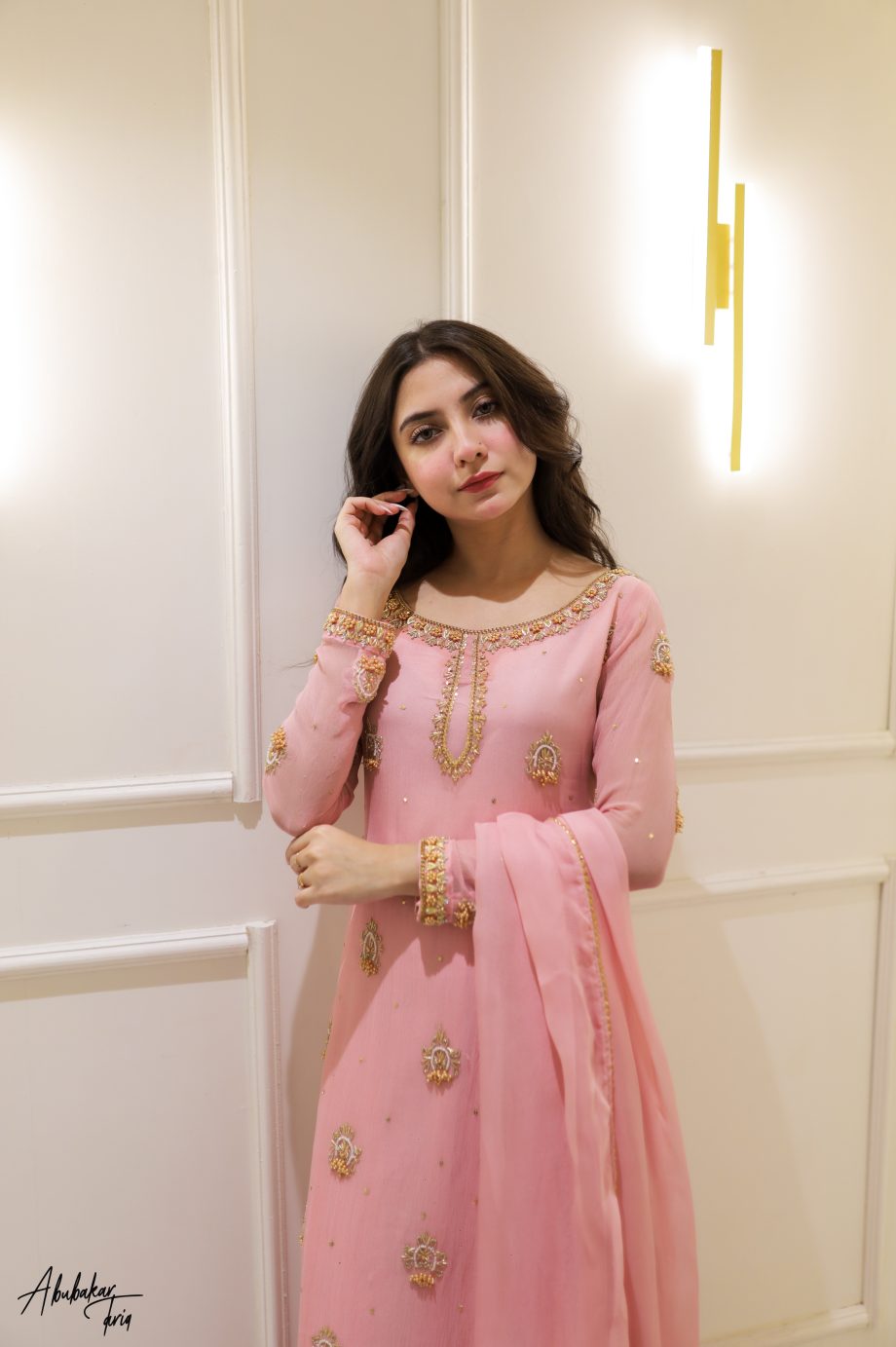 SOLID PINK HAND EMBELLISHED KURTA GHARARA WITH DUPATTA