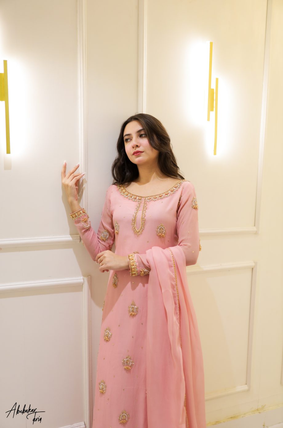 SOLID PINK HAND EMBELLISHED KURTA GHARARA WITH DUPATTA