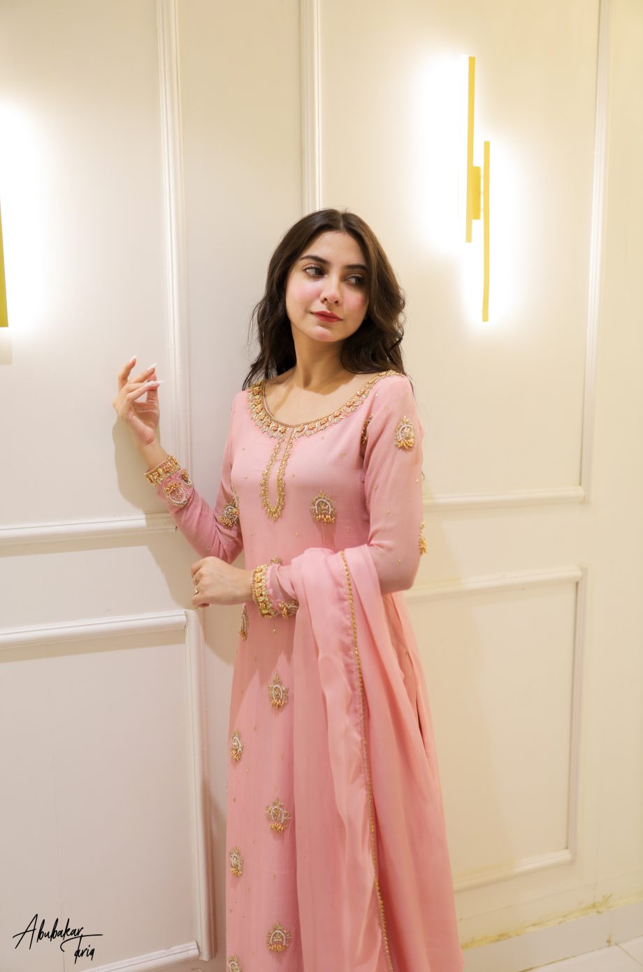 SOLID PINK HAND EMBELLISHED KURTA GHARARA WITH DUPATTA