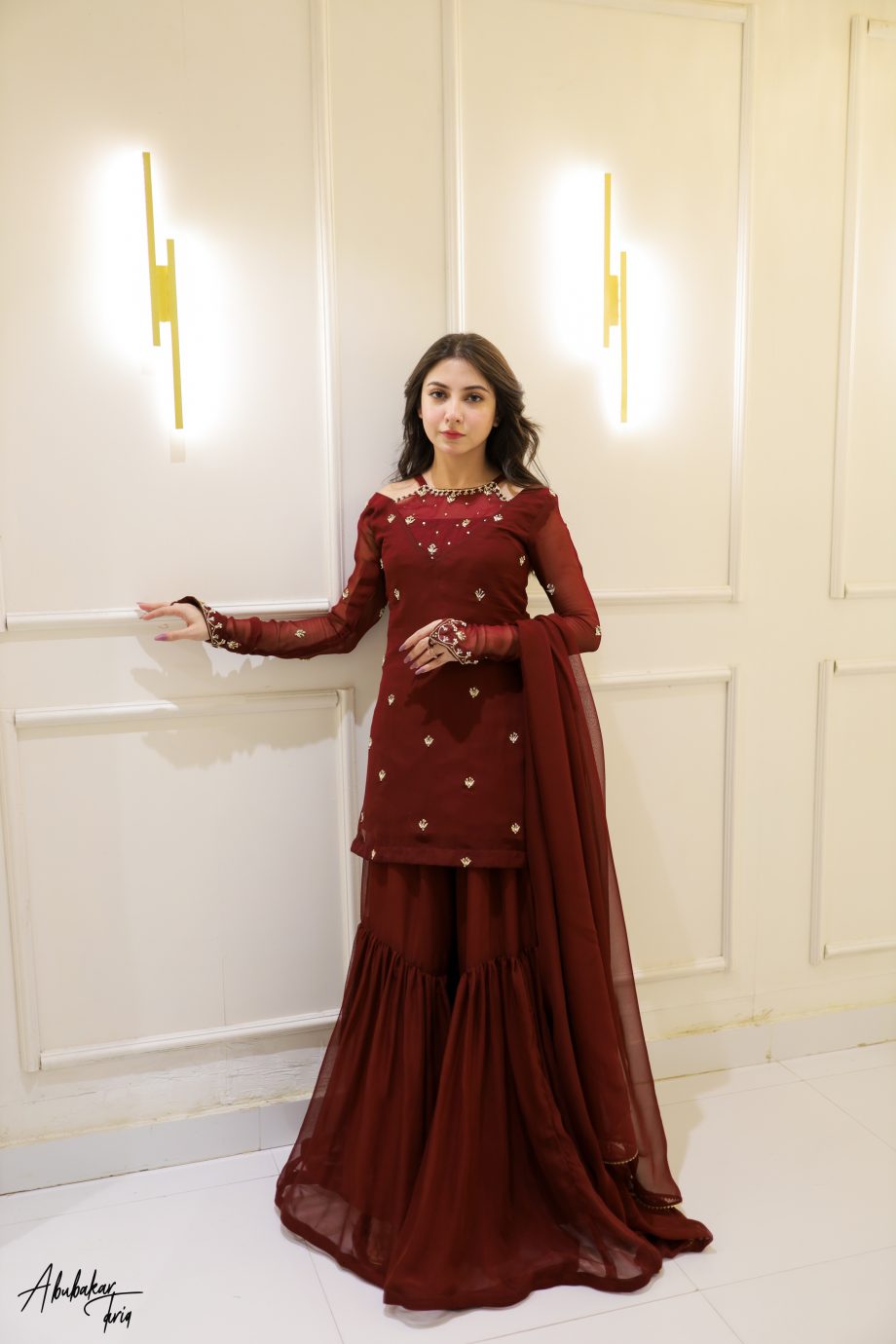 SOLID MAROON KURTA GHARARA SET