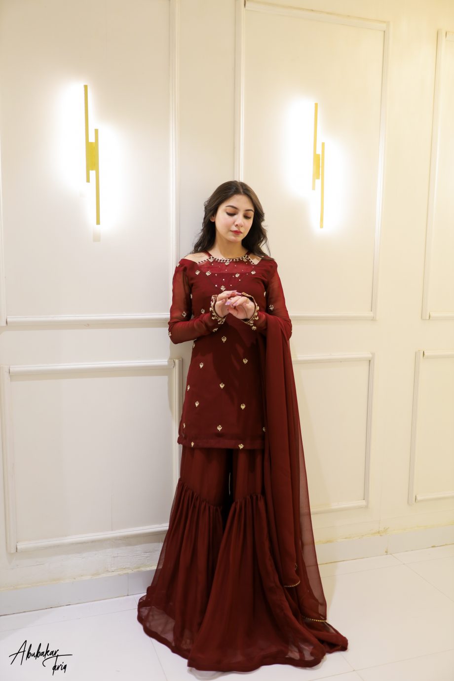 SOLID MAROON KURTA GHARARA SET