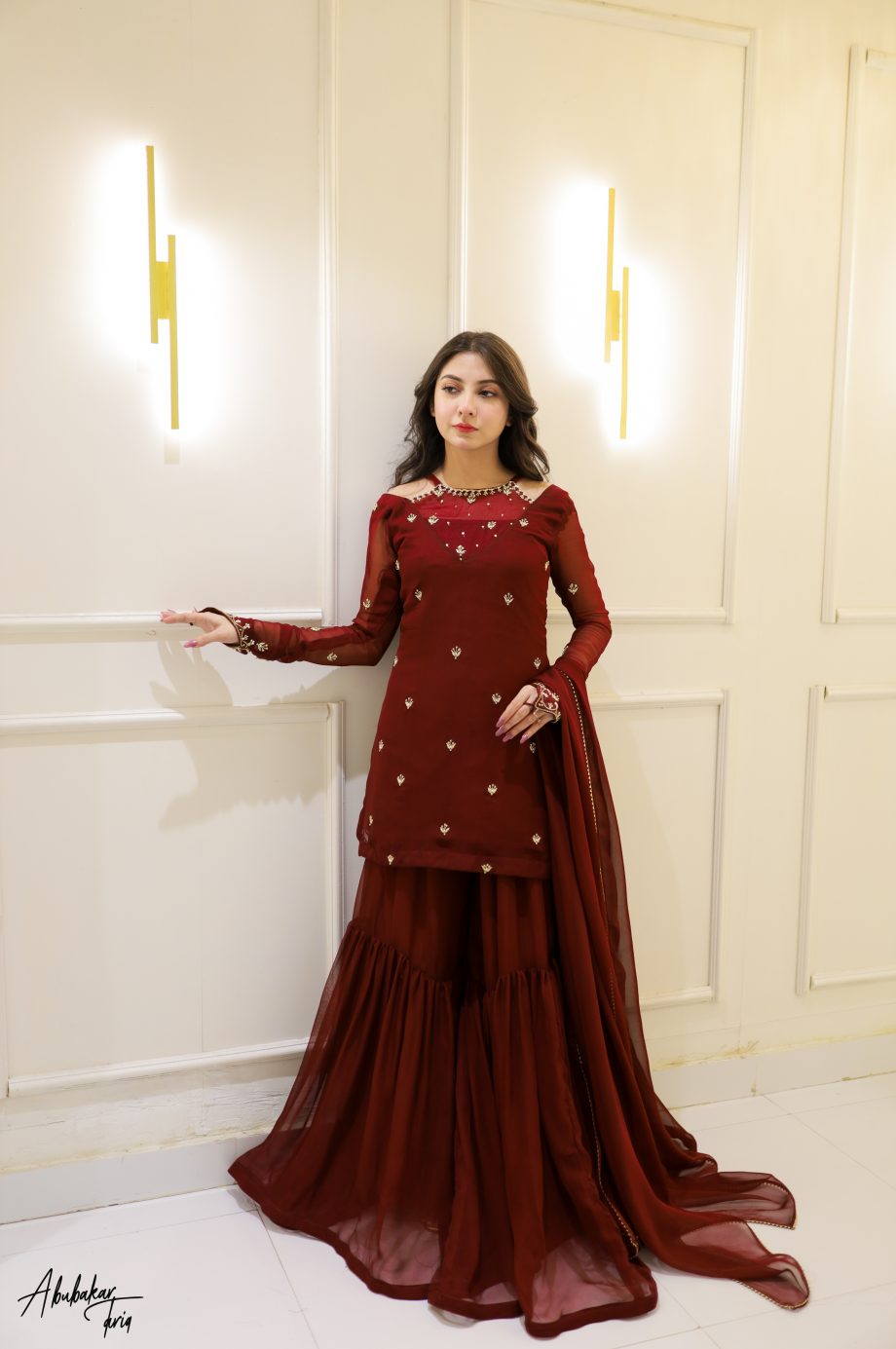 SOLID MAROON KURTA GHARARA SET