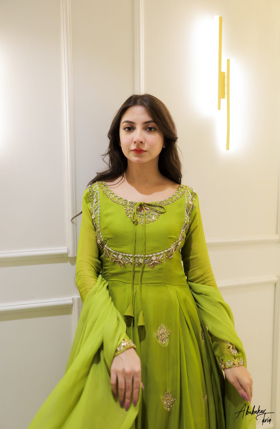 SOLID GREEN HAND EMBELLISHED ANARKALI SET WITH DUPATTA