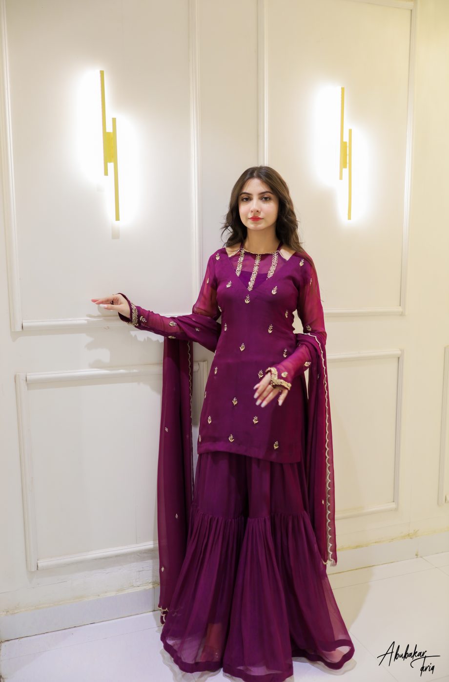 SOLID PURPLE KURTA GHARARA SET WITH DUPATTA