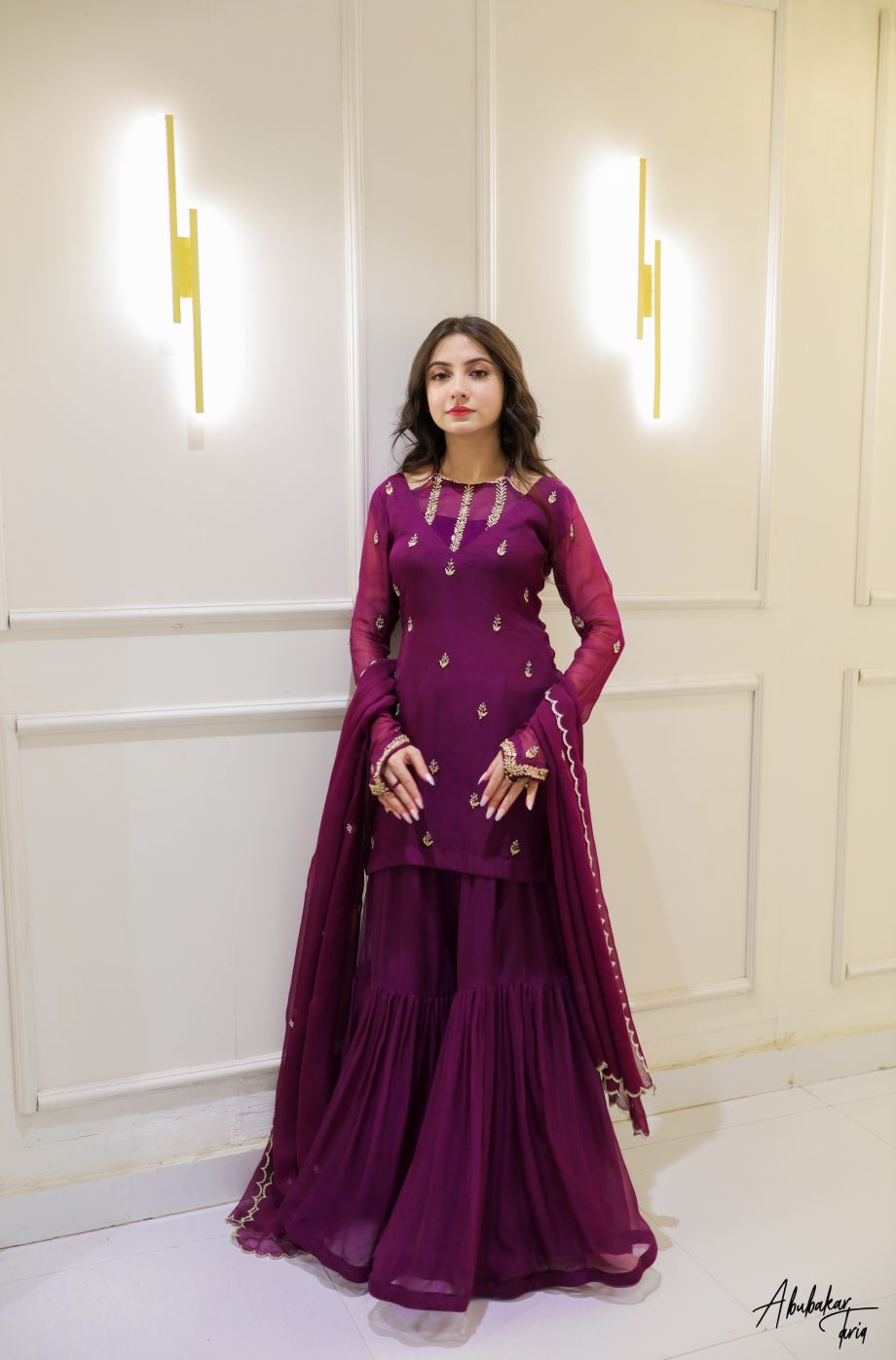 SOLID PURPLE KURTA GHARARA SET WITH DUPATTA