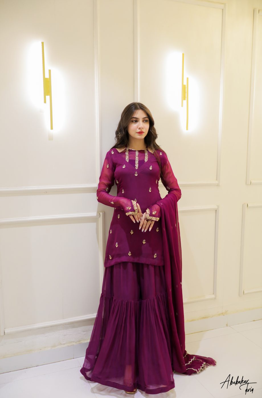 SOLID PURPLE KURTA GHARARA SET WITH DUPATTA