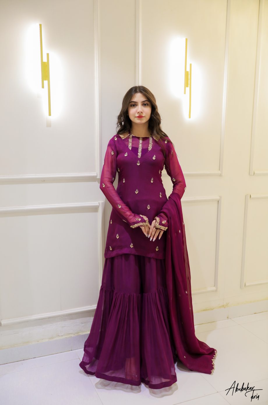 SOLID PURPLE KURTA GHARARA SET WITH DUPATTA