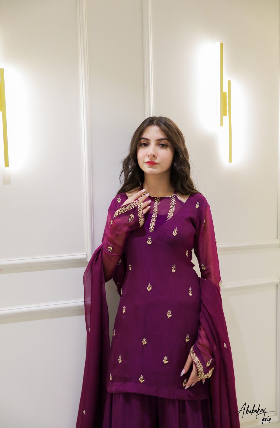 SOLID PURPLE KURTA GHARARA SET WITH DUPATTA